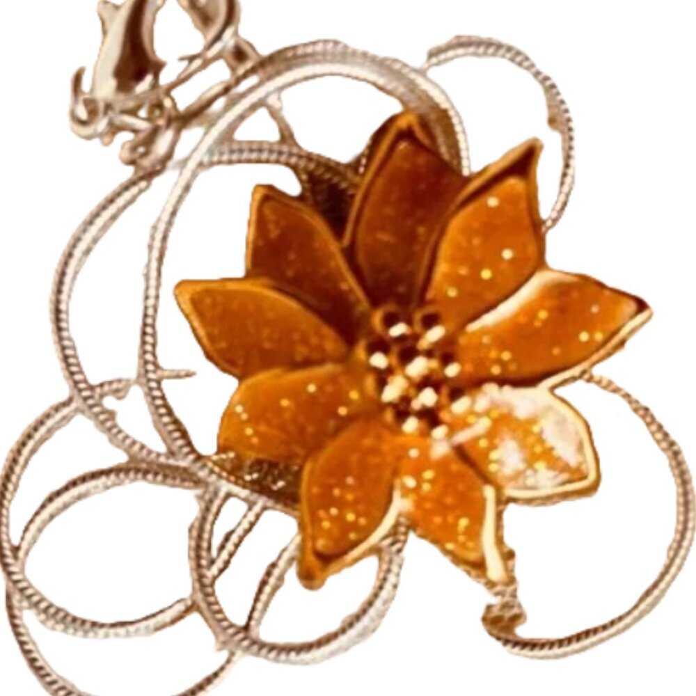 Vintage Metallic Enamel Colorful Flower Pendant Fashion Necklace